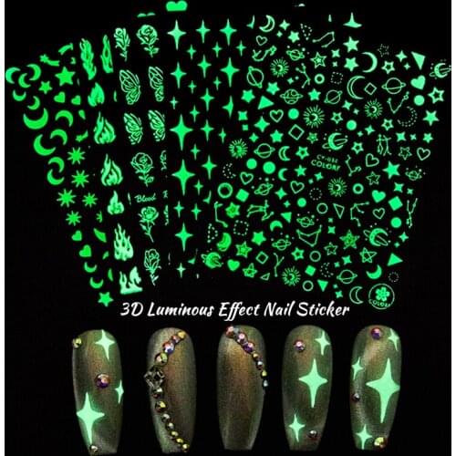 Luminous Adhesive Nail Sticker Halloween Hot Bow Bow Design Luminous Nail Art Sparkling Nail Art Sticker Decorative Nail Art