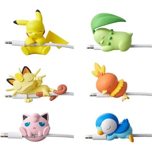 TAKARA TOMY Apple Android Usable Mobile Phone Data Line Protective Cover Sleeping Pikachu Cartoon Ibrahimovic Hold Wire Device