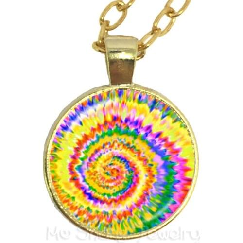 Twist Brilliant Colors Combination Pattern Glass Dome Necklace Handmade Pendant Creative Gift Neo-Gothic Sweaterchain Thickening