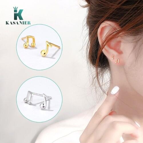 Music Note S925 Sterling Silver Unique Small Minimalist Stud Earrings for Women Teen Girls Music Lovers Tragus Jewelry Gifts