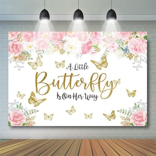 Baby Shower Party Backdrop Newborn Photography Decorative Vinyl Butterfly Girl Princess Phone Background For Photo Studio