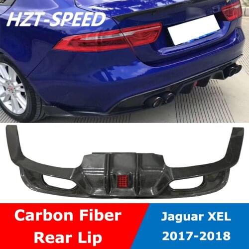 XEL Carbon Fiber 4 Out Rear Bumper Diffuser Lip Spoiler With Led Light For Jaguar XEL 2017-2018