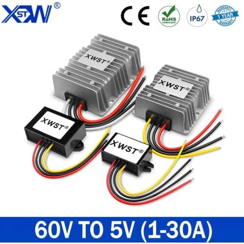XWST DC DC 20-75V 60V to 5V Converter 3A 5A 15A 10A 30A Step Down Buck Transfomer Reducer CE RoHS Buck To 5V Converter