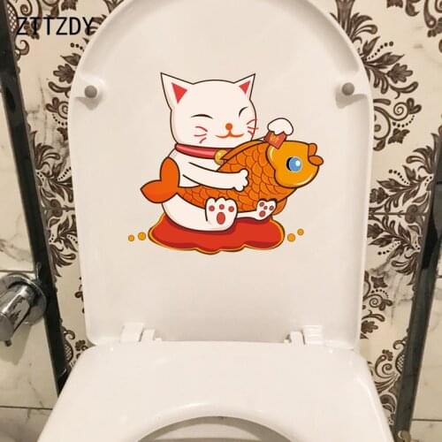 ZTTZDY 22.6*21.1CM Personality Art Home Decor Smile Cat Wall Decal Toilet Sticker T3-0024