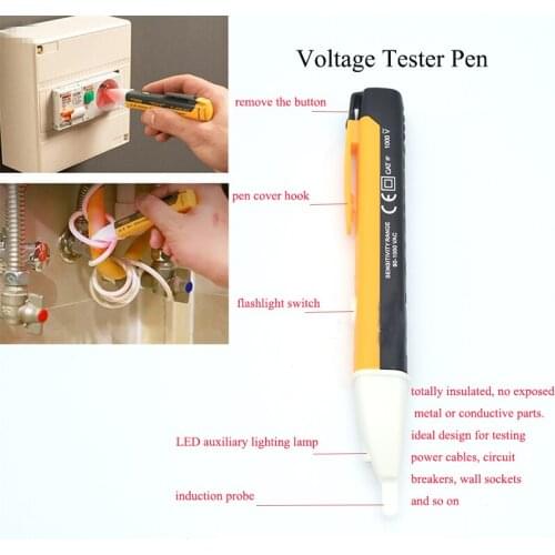 1PCS 90-1000V Electric indicator Socket Wall AC Power Outlet Voltage Detector Sensor Tester Pen LED light test pencil VD02