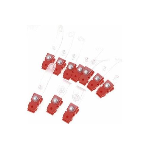 10 Pcs Office ID Card Name Tag Holder Badge Strap Clip Red Clear