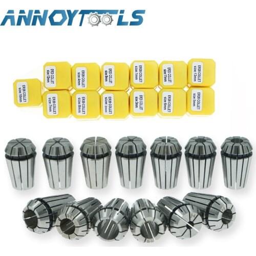 13/17pcs ER20 Spring Collet Set Clamping Nut for CNC Milling Boring Drilling Tapping Engraving Spindle Lathe Tool Machines