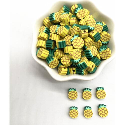 30pcs 10mm Fruit Pattern Beads Polymer Clay Spacer Loose Beads for Jewelry Making DIY Handmade Bracelets Accessories #14