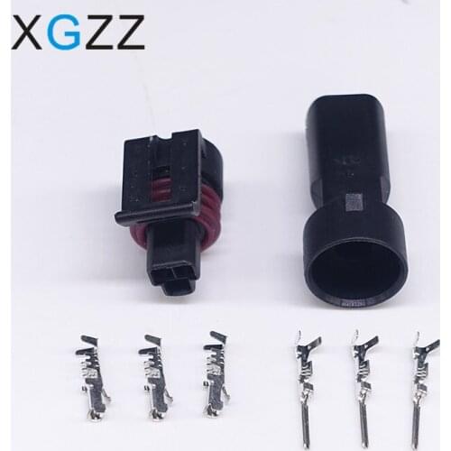 5 Sets Female Male Delphi 3 Pin Water Temperature Sensor Connector Restrictor Air Damper 12110192 / 12065287 For Buick Excelle