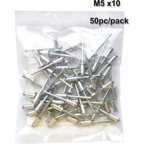 50pc/pack Pop Rivets Aluminum Dome Head Blind M5x10 rivet