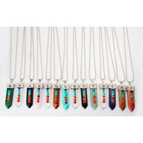ASHMITA 2019 Semi Precious Stone Seven Chakra Sword Pendant Necklace Girl Fashion Couple Necklaces