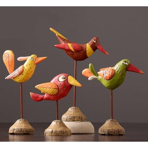 Free shipping Nordic Iron art American resin bird decorative resin living room room wine cabinet TV cabinet crafts statue Luck