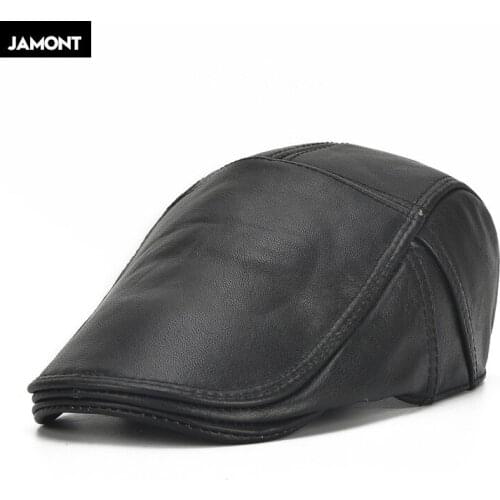 2020 New Men Real Genuine Leather Baseball Cap Brand Casual R Leather Berets Autumn Winter Hot Sale Real Cowhide Leather Cap