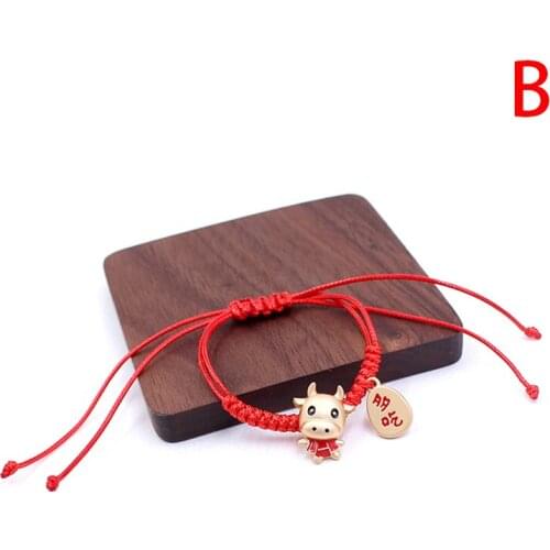 Hot Fashion Year of the Ox Bracelets Red Rope Bangle 2021 Chinese New Year Gifts Wristband For Girls Children Birthday Party