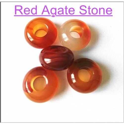 12pcs/lot nature carnelian red agatee bead european bead accessories jewelry beads for bracelet making size 8x14mm hole size 5mm