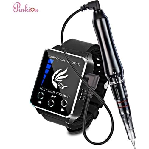 Wireless Wearable Watch Tattoo Machine Intelligent Digital Rotary Permanent Makeup Machine Kit for Strokes Eyebrows Eyeliner Lip