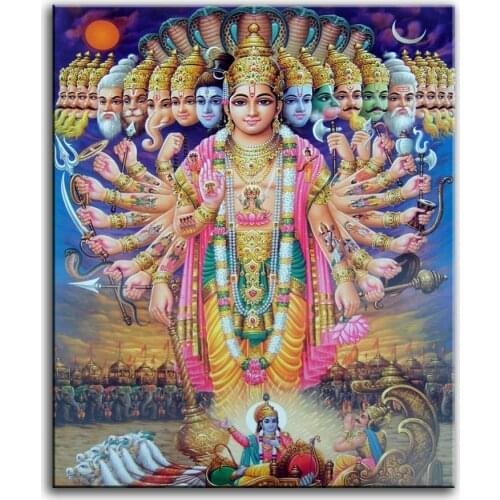 Ancient Indian holy temple worship gods Hindu deities painting Home decor simulation oil painting on the canvas print 2019042005