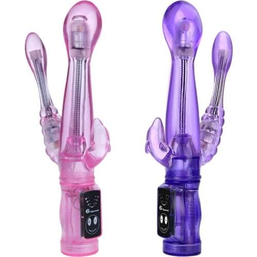 Double Vibrators 6 Speed Bendable Double Penetration Rabbit Vibrator Anal G Spot Stimulator Sex Toys for Woman dildo for anal
