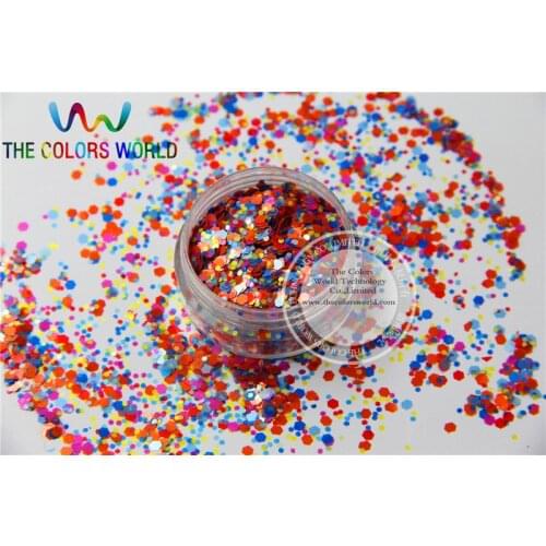 AG21-99 Mix Colors Solvent Resistant Glitter Hexagon Shapes Spangles for Nail Polish Acrylic,DIY supplies1pack=50g