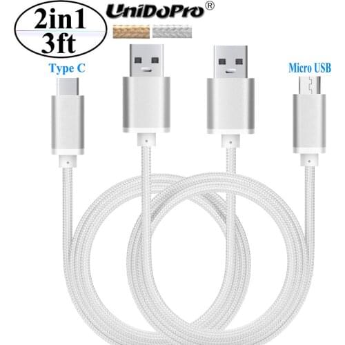 3FT Micro USB & Type C Fast Charger Cable for BlackBerry Key2 LE / Key 2 / KeyONE / EvolveX / Evolve / Motion DTEK60 DTEK50 Priv