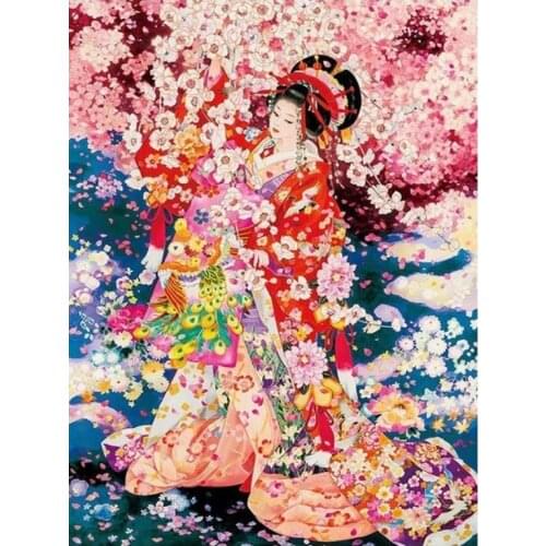 Geisha diamond painting japanese women rhinestone embroidery beauty mosaic sticker decor diamond tapestry posters wall papers