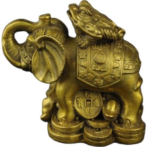 Chinese Brass Wealth Elephants and Toad beautiful Sculpture