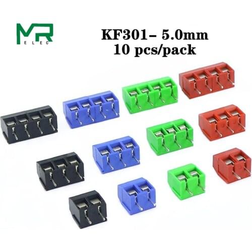 10 PCS KF301- 2P screw 5.0mm terminal block 2 Pin 3 Pin Spliceable pcb terminal block Connector