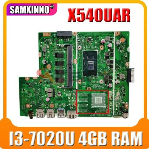 AKemy X540UAR notebook mainboard For ASUS X540UBR X540UB X540UA X540U X540 laptop motherboard I3-7020U 4GB RAM tested full 100