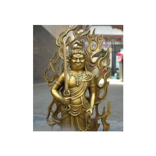 Copper Brass CHINESE crafts decoration Asian 12 Tibet classic Brass Copper warrior hold katana Fudo Acalanatha Buddha Statue