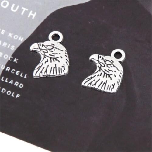 25Pcs Silver Color Lovely Eagle Head Charms Making Metal Animal Pendant Bracelet Necklaces Jewelry Handcraft 13X10mm A3258