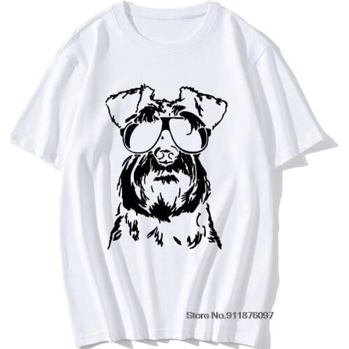 Miniature Schnauzer With Glasses Birthday Funny Unisex Graphic Fashion New Cotton Short Sleeve T Shirts O-Neck Harajuku T-shirt