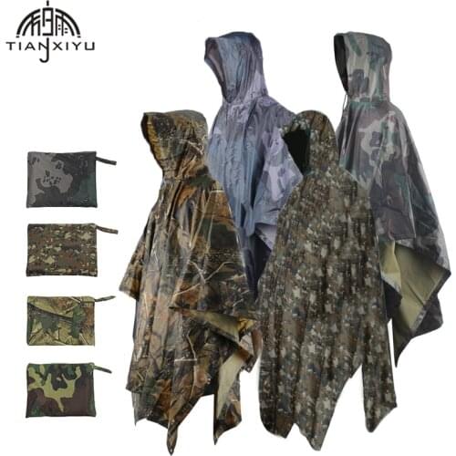 Camping Multifunctional Raincoat Military Impermeable Camo Waterproof Rain Coat Women Men Capes Fishing Motorcycle Rain Poncho
