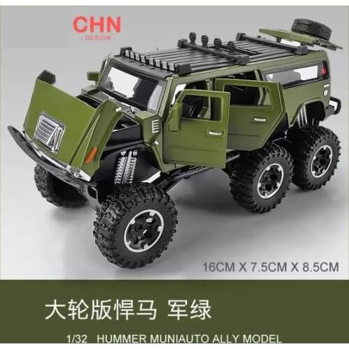 1: 32 simulation big wheel alloy car model childrens SUV toy car model childrens birthday Christmas New Year gift green car