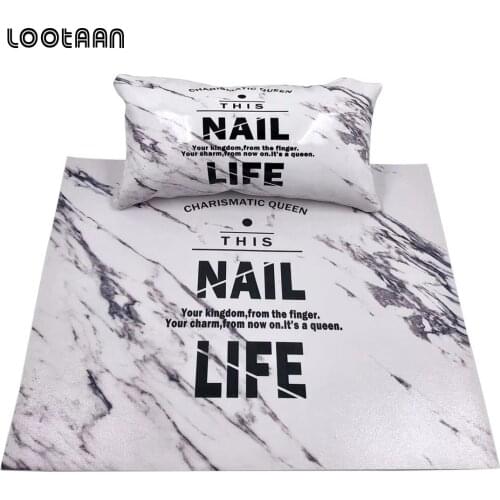 Marbling Nail Art Hand Pillow Set Cushion Holder Soft PU Leather Hand Cushion Wrist Hand Manicure Table Mat Salon Cushion Tools
