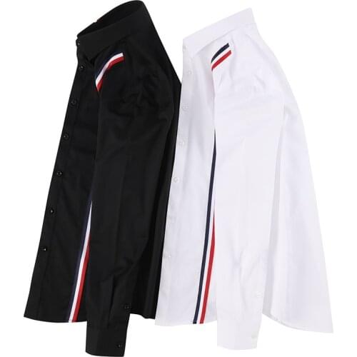 Mens Casual Blouse Tops Shirt Fashion Individuality Striped Printed Dress Shirts Long Sleeve Standard-Fit Button Up