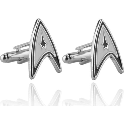 Star War Trek Mens Cufflinks Enterprise Command Logo Metal Communicator Darkness Starfleet Statement Shirts for Cuff Links