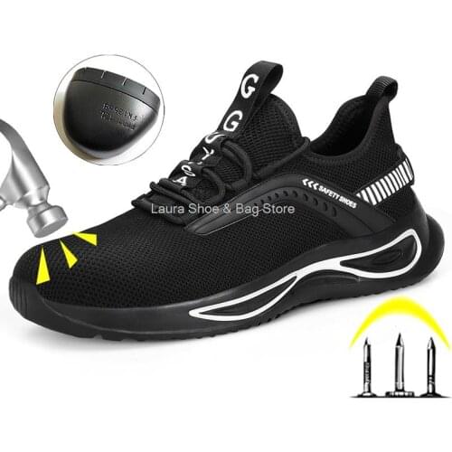 2021 FALL New Men Work Boots Breathable Steel Toe Kevlar Anti-smash Anti-slip Safety Shoes Male Protective Men Work Safety Boots