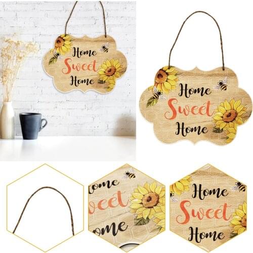 Welcome Door Sign Autumn Sunflowers Bee Wall Plaque Rustic Hanging Decorations For Festival Porch House Front Door Farmhouse