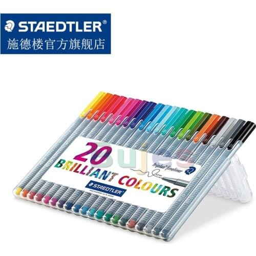 German STAEDTLER 334 Fiber Pen Fineliner Pen, 10 20 Colour Set, Colour Sketch Pen 0.3mm Triangular Rod Writing Brush