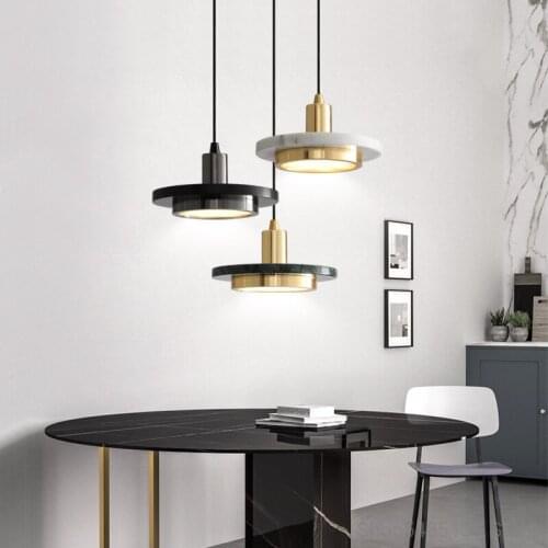 Nordic Light Luxury Bedroom LED Pendant Lamp Creative Simple Marble Bar Restaurant Cafe Living Room Bedside Decor Hanging Lights
