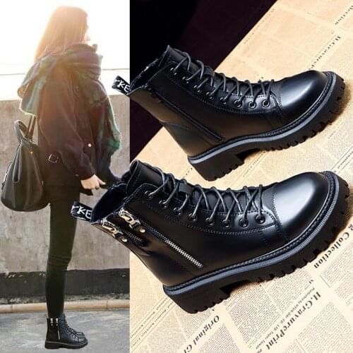 2020 New Womens Pu Fashion Winter Martin Boots Increase Double Zipper Style Girl Boots Women Shoes