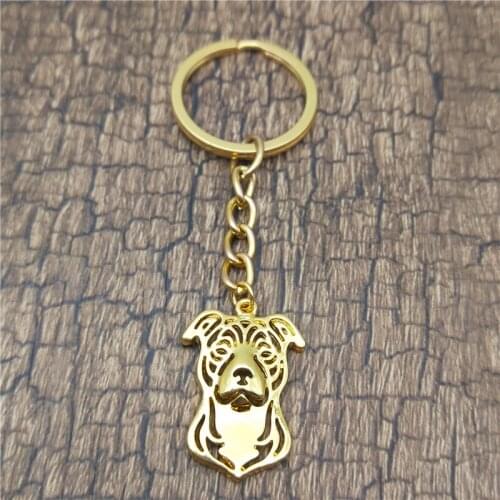 New Staffordshire Bull Terrier Key Chains Fashion Pet Dog Jewellery Bull Terrier Car Keychain Bag Keyring For Women Men