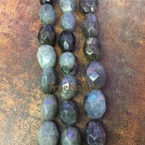 Wholesale Natural Labradorite Loose Beads Faceted Oval Egg Shape Labradorite Nugget European Beads Jewelry 13*18 mm BE6508
