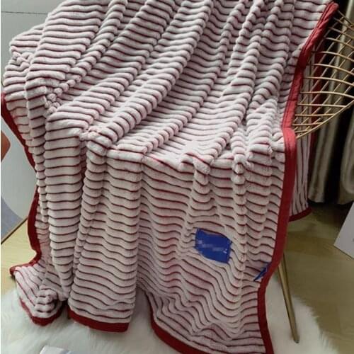Autumn Winter Sofa Blanket Bed Cover Solid Color Stripe Soft Skin-friendly Throw Blanket For Adult And Child Home Textile