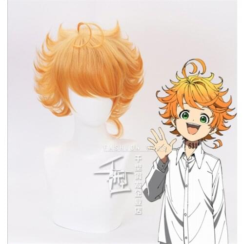 Anime The Promised Neverland Emma Wig Cosplay Wig Role Play Short Golden Gradient Dark Yellow 40cm