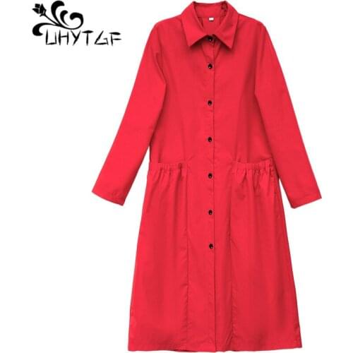 UHYTGF Mother Spring Autumn Trench Coat 2021Mid-Length Loose 5XL Plus Size Outerwear Women Wild Casual Female Thin Windbreaker18