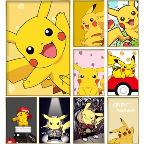 Pokemon Cartoon Wall Art Posters Canvas Painting and Prints Pikachu Nordic Nursery Kids Bedroom Decoration Picture Mural Cudros