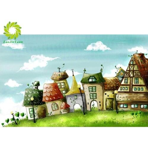 Full Drill Diamond Painting DIY Cartoon houses Rhinestone Mosaic Text Diamond Embroidery Wall Home Decoration Gift DropShipping