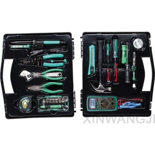Proskit PK-2052 Electricians Household Munications Maintenance Hand Tool Kit Electric Meter Tape Measure Flashlight Claw Hammer