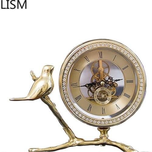 Luxury Table Clock Metal Gold Clocks Vintage Office Living Room Table Watch Home Decor Gift Ideas Antique Table Clock American